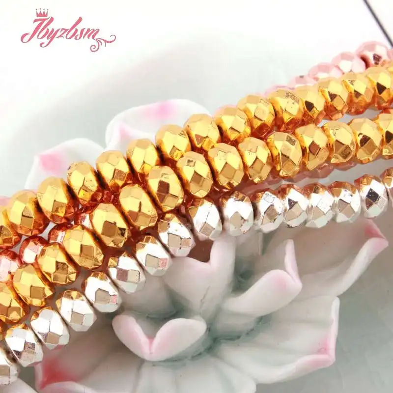 Граненые бусины из гематита Рондель-хеши 4x6 мм каменные с отверстием