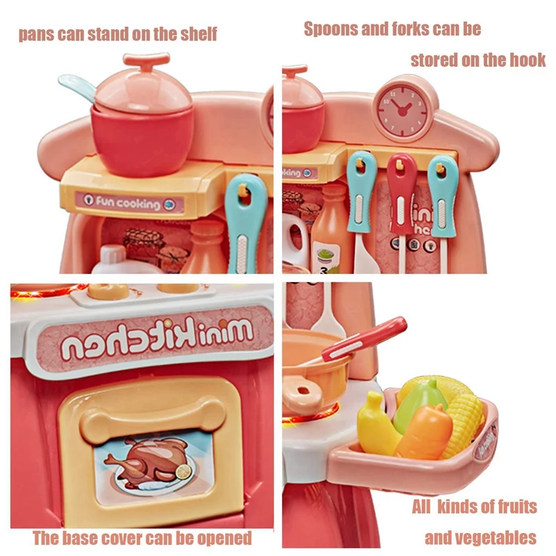 

Kids Kitchen Playset Chefs Role Toys Pretend Kitchen Cooking for Gifts