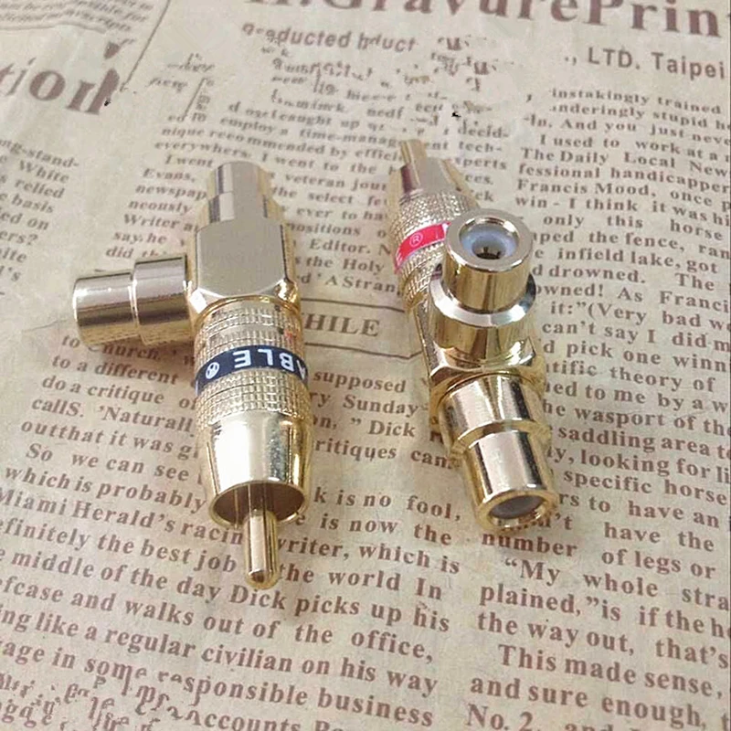 Переходник RCA папа-Мама 2 шт./лот переходник под прямым углом для аудио и видео AV