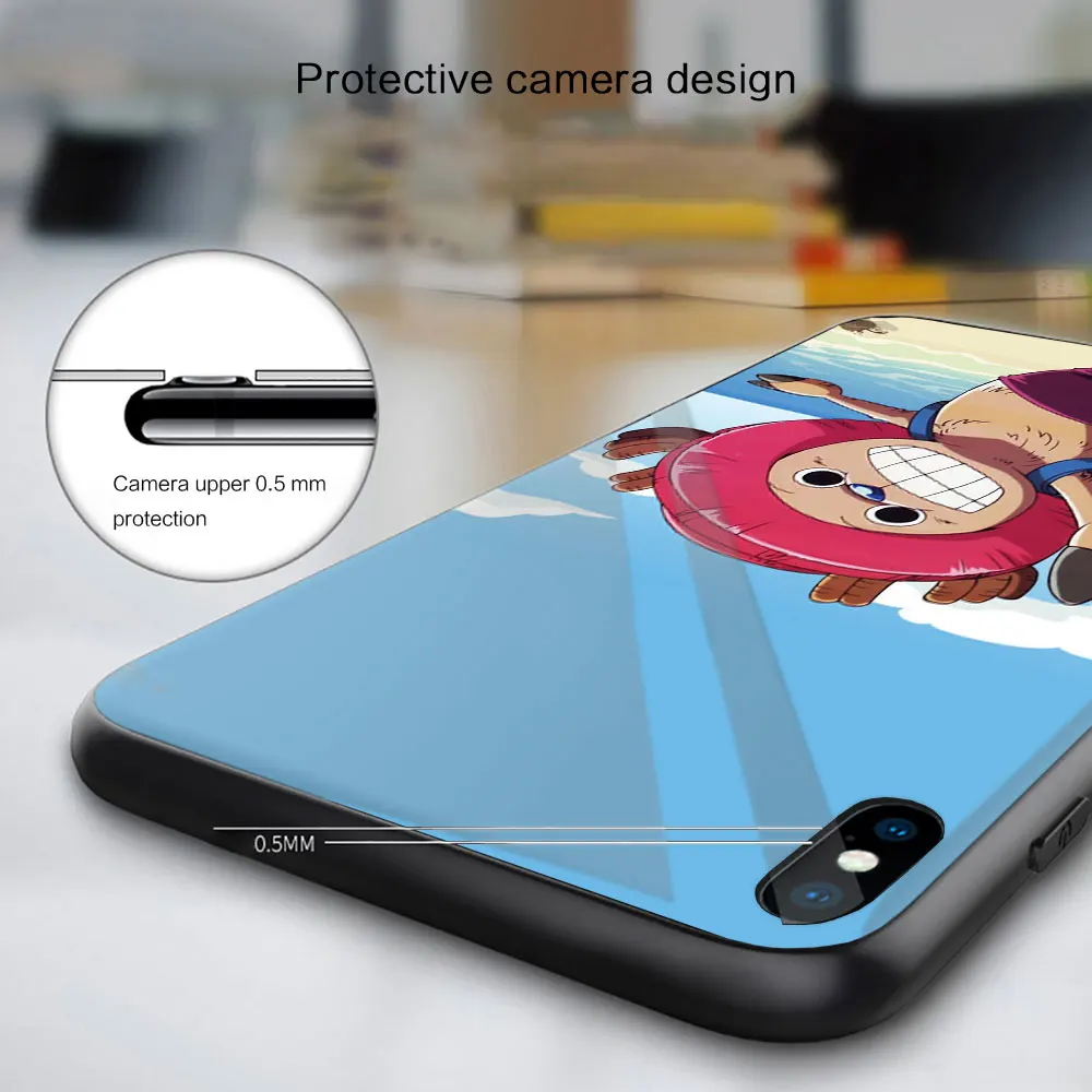

one piece tony tony chopper Soft Glass Silicone Case For iPhone 12 11 Pro X XS Max XR 8 7 6 Plus SE 2020 S Mini Balck Cover