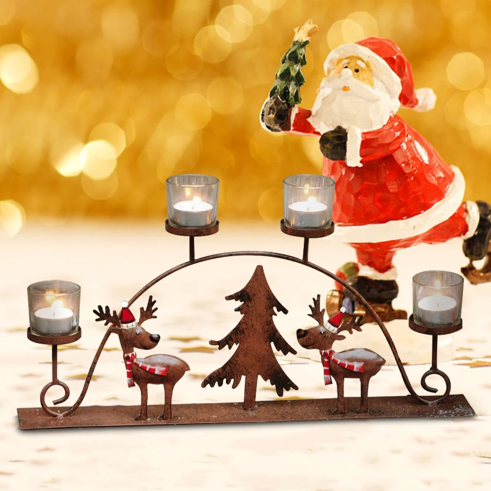 Рождественский подсвечник держатель Стеклянный металлический романтическое