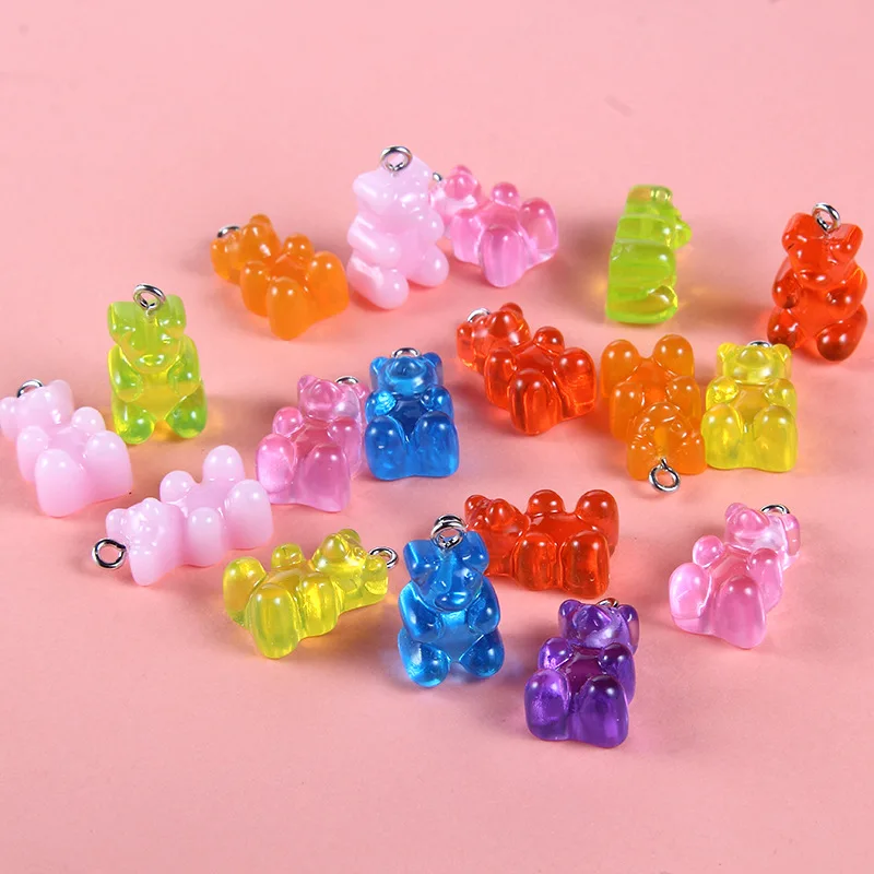 

10pcs Resin Gummy Bear Pendant Charms Mixed Color For Woman Girl Necklace Jewelry DIY Earring Making Findings Wholesale Cute