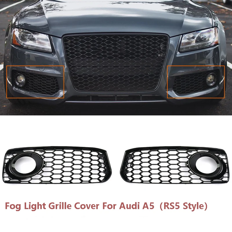 Black Black Ring Сотовый противотуманный свет решетка крышка подходит для Audi S5 B8 Coupe A5 S-Line 08-12 RS5 стиль - Цвет: Black Black Ring
