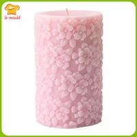 embossed cylindrical fashion flower 3d plaster mould aromatherapy candle soap silicone mold
