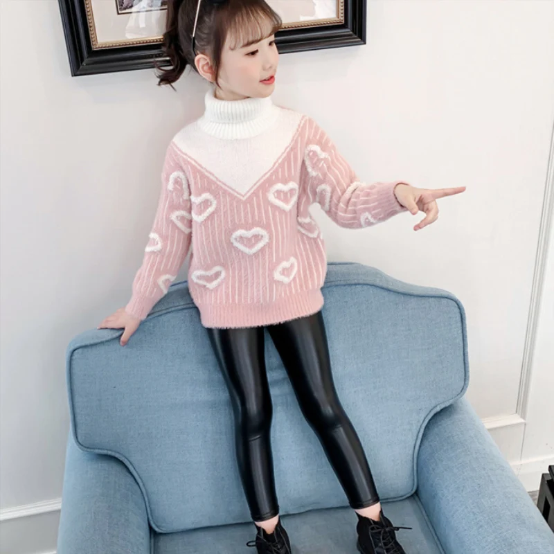 

Свитер для девочек, детская верхняя одежда, топы, 2021 специальная утепленная теплая осенне-зимняя вязаная Гибкая детская одежда из флиса