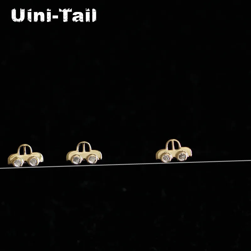 

Uini-Tail 2019 new listing 925 sterling silver cute car micro-set super small earrings cute fashion trend sprouting car earrings