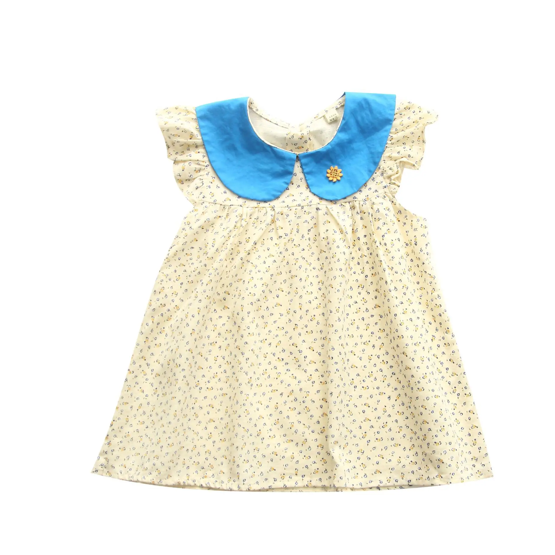 

Летнее платье с круглым воротником для маленьких девочек, детское уличное платье из 95% хлопка с цветами, детские платья, праздвечерние чная ...