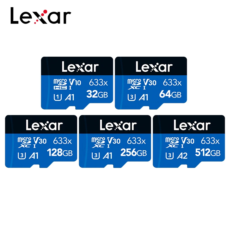 Карта памяти Micro SD Lexar 633x V10 U1 SDHC 64 ГБ 128 256 512 V30 U3 SDXC TF-карта высокая