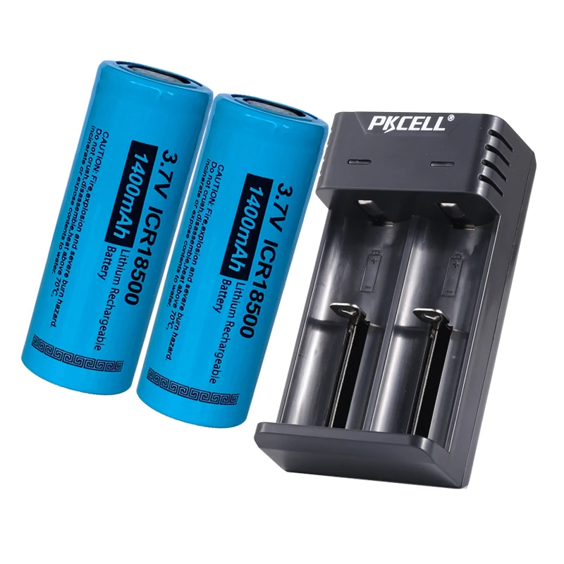 4PC PKCELL 3.7V ICR18500 Li-ion Rechargeable Battery 18500 li-ion Batteies 1400Mah and charger for AA/AAA 18650 battery | Электроника