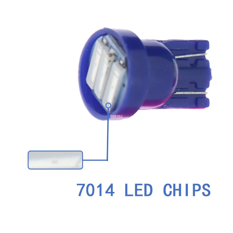 10X T10 3 SMD 7014 светодиодный 3SMD 7020 1 Вт белого и синего цвета красный зеленый желтый W5W