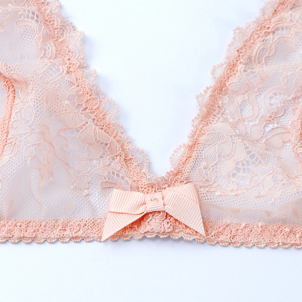

sexy comfortable breathable thin cup lace intimates lace solid bra bow