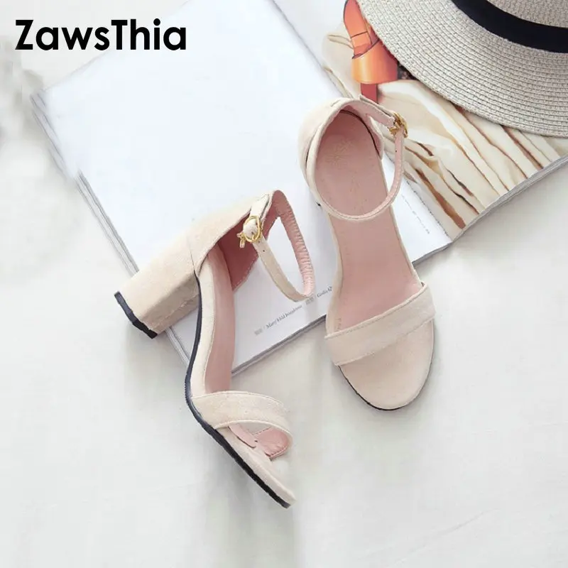 ZawsThia/модные летние женские туфли лодочки на высоком квадратном каблуке с