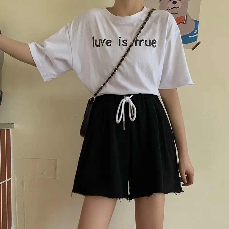 

200kg women's clothing fat sister 5-inch casual pants women's summer loose wide leg high waist thin curled edge shorts women