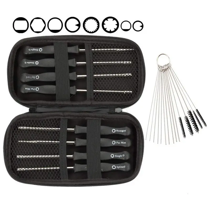 (Комплект из 8) отвертка для регулировки карбюратора + набор чистки кейс переноски