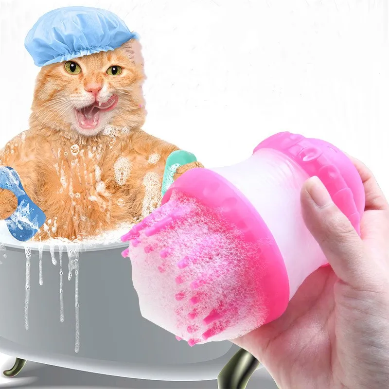 

Pet Bath Silicone Brush Teddy Liquid Storage Supplies Dog Cleaning Beauty Massage Brush Dog Supplies Pet Massage Appliance