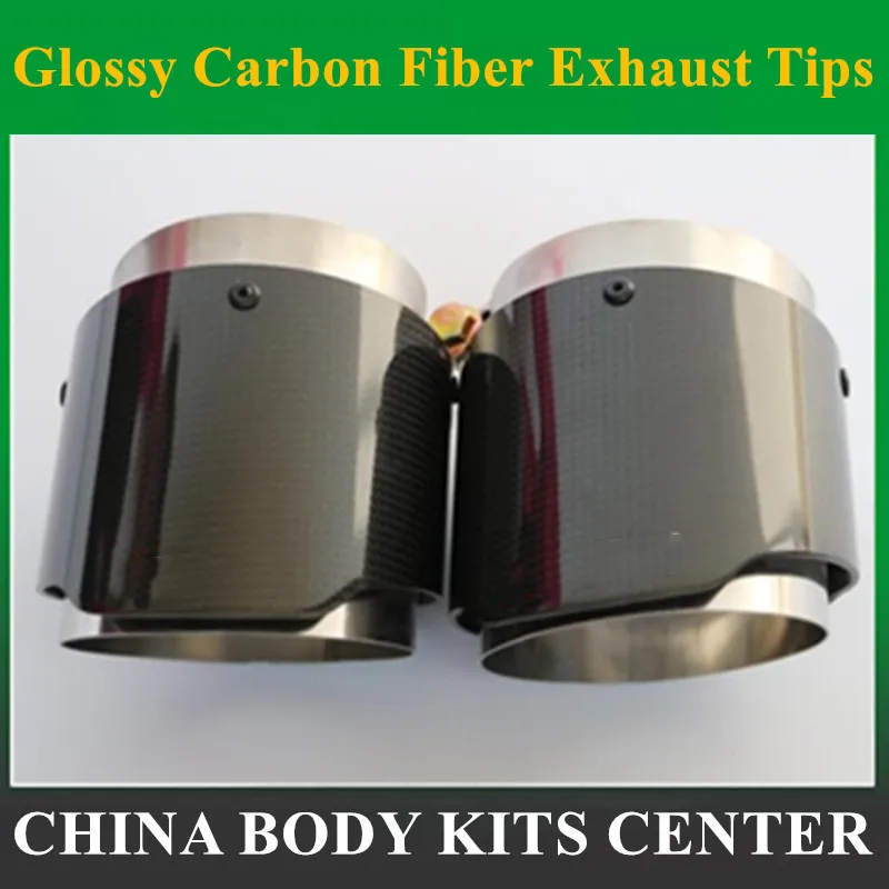 Глянцевый Универсальный наконечник выхлопной трубы из углеродного волокна для