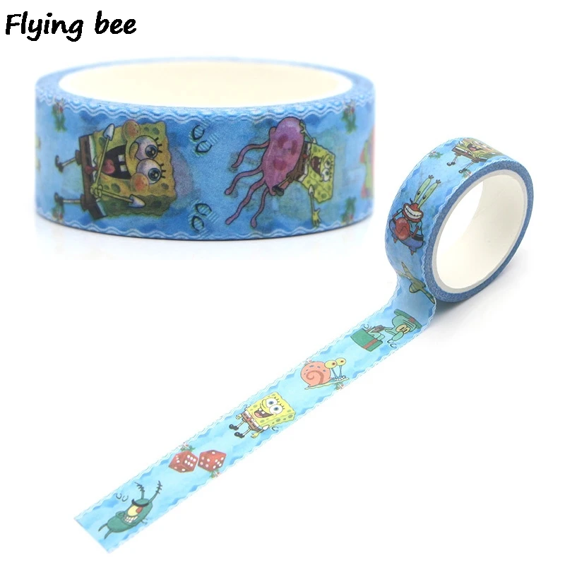 Flyingbee 15 мм X 5 м милый мультфильм васи лента бумага DIY декоративная клейкая лента, Канцелярия Kawaii маскировки Ленточные принадлежности X0269