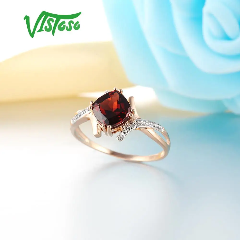 VISTOSO золотые кольца для женщин Подлинная 14K 585 кольцо из белого золота сверкающие бриллианты Небесно-Голубой Топаз Свадьба юбилей ювелирные украшения