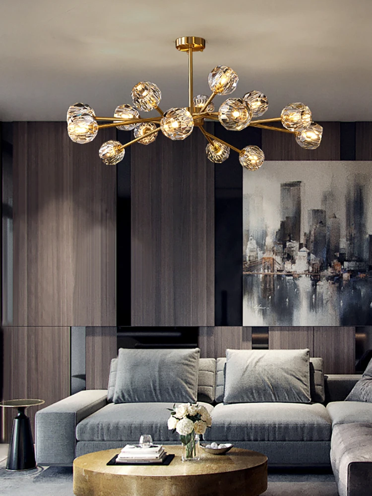 MOONSHADOW люстры светильник Роскошные Гостиная полный Медь молекулярная лампа с