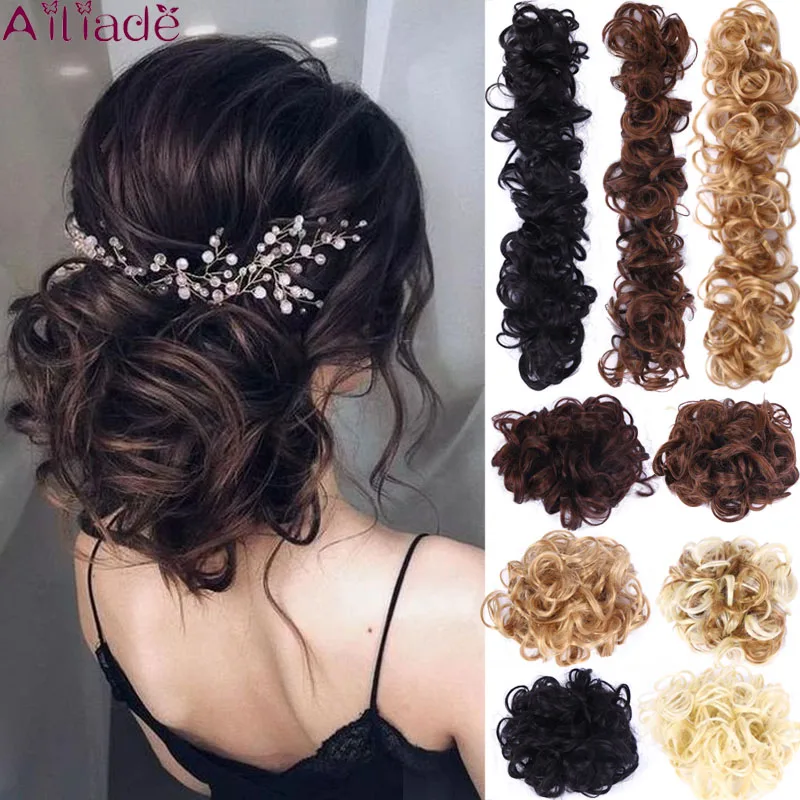 AILIADE кудрявые шиньоны для девочек пучок волос эластичная резинка шиньон прически