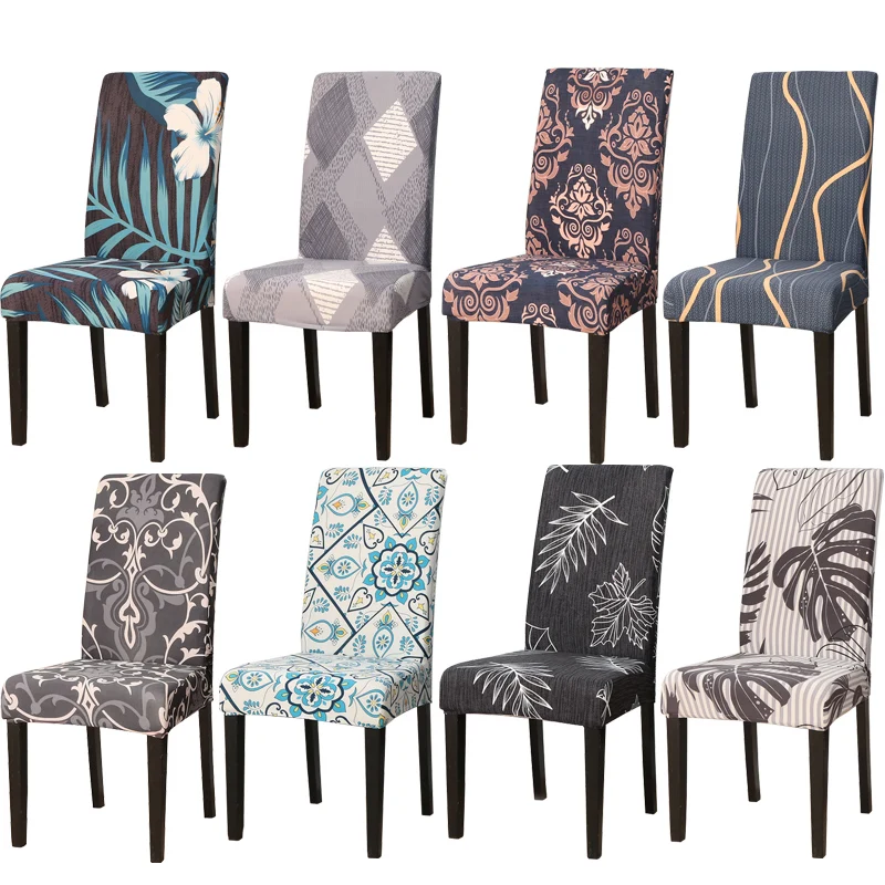 

Эластичный чехол для обеденного стула, натягивающийся чехол с принтом для кухни, столовой, чехлы на стулья с задней крышкой, съемный чехол с ...