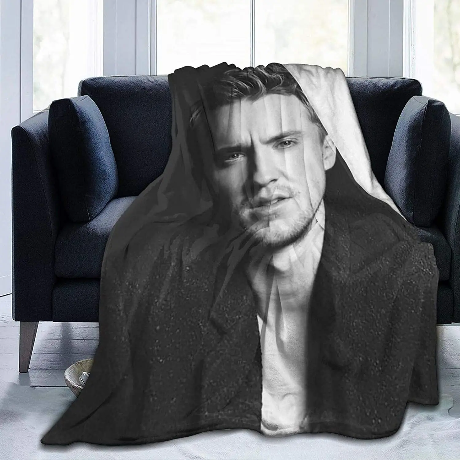

Micffo Tom Felton Blanket Stylish Super Soft Flannel Quality Fabrics All Season Warm 50" x40