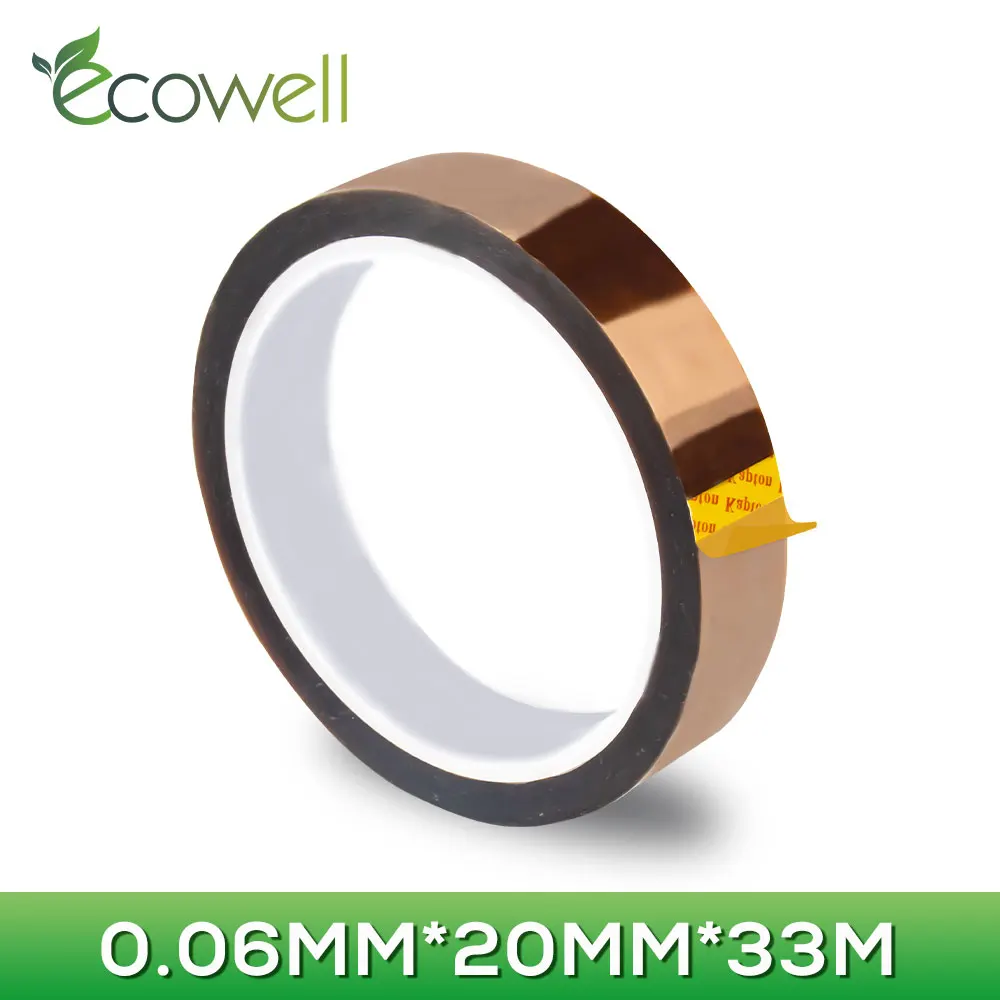 Ecowell 1 шт. полиимидная лента шириной 20 мм длина 33 м для высокотемпературной