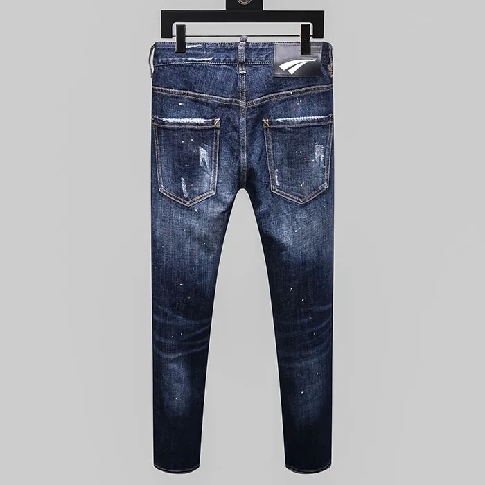 European dsq brand men Italy jeans pants design coolguy Men Slim denim trousers blue hole Pants for 8141 | Мужская одежда