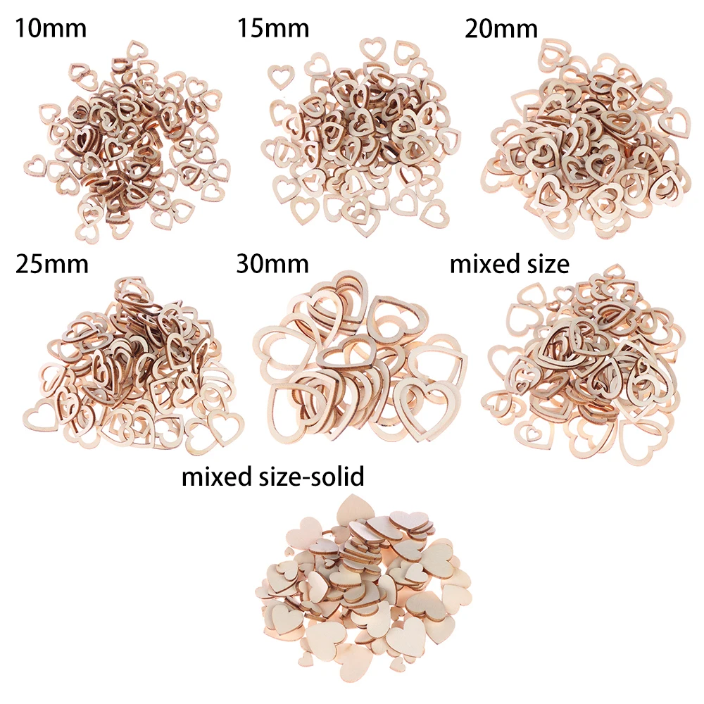 100 шт. новинка модные полое любовное сердце деревянные детали сделай сам лазерное