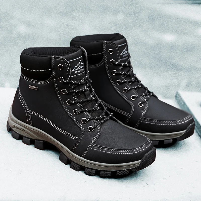2019 Big Size 39-45 Winter Mens Boots Men Casual Fahsion Snow Ankle Leather For Shoes %A9718 | Обувь