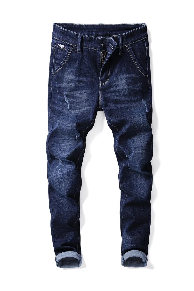 

Men's spring summer jeans loose fitting straight black large blue High Waist Stretch men's jeans