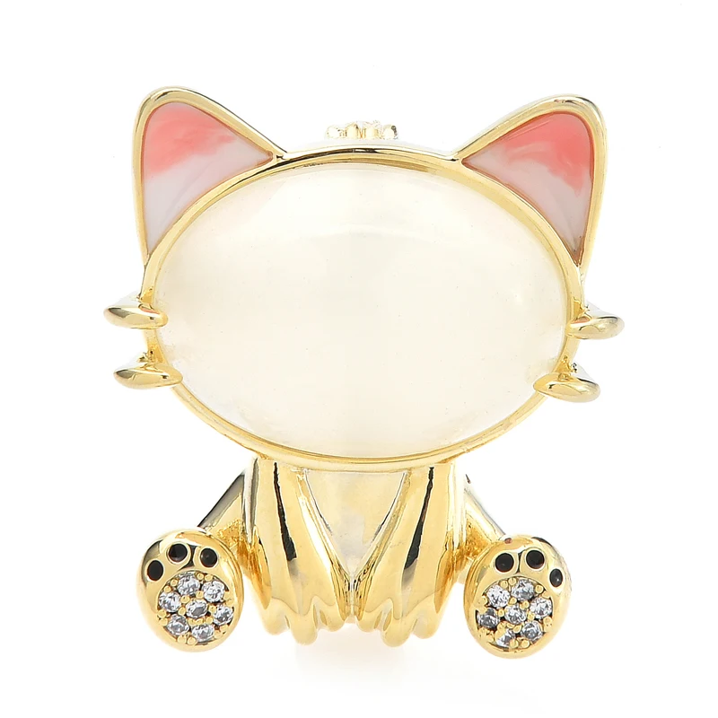 

Wuli&baby Top Quality Cute Cat Brooches For Women Designer Enamel Opal Little Pet Animal Party Office Brooch Pin Gifts