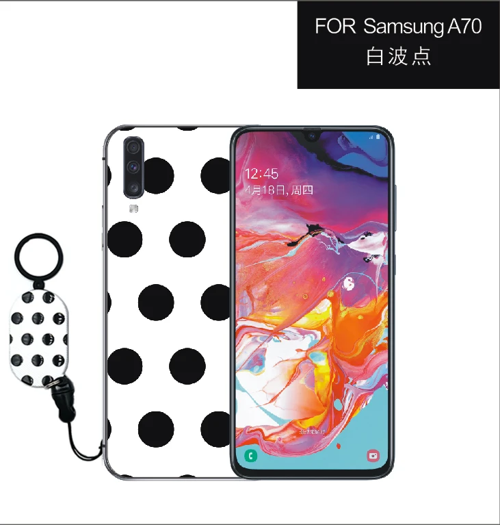 Черный, белый чехол для samsung Galaxy A80 A70 A50 A30 A20 A10 A 10 50 70 A30S с волнистыми точками и полосками для девушек и женщин, чехол на заднюю панель - Цвет: Белый