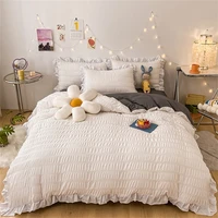 white textured duvet cover seersucker comforter cover with zipper closure bedding sets quilt cover bed sheet linens pillowcase