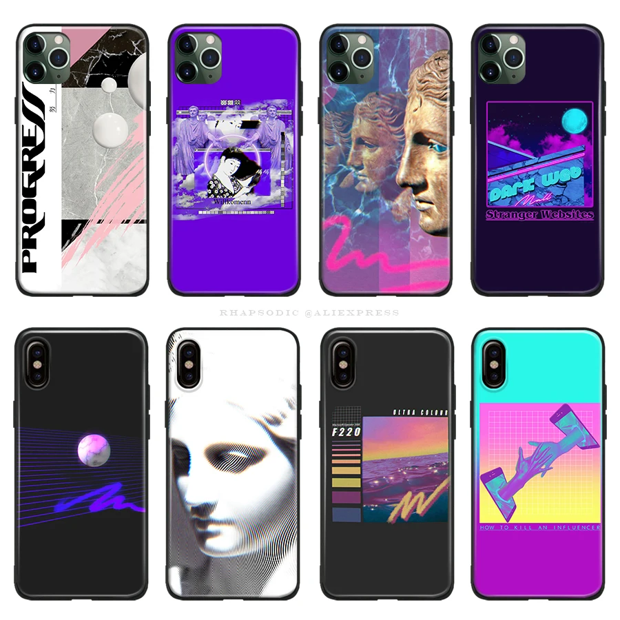 vaporwave aesthetics vintage statue art for iphone 6 6s 7 8 plus x xr xs 11 pro max soft silicone phone case cover shell free global shipping