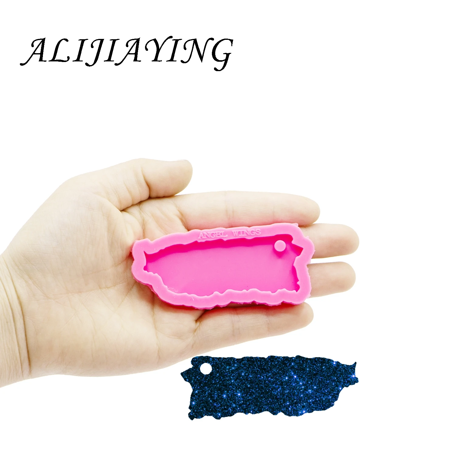 Блестящий брелок форма Пуэрто Рико карта состояния силиконовый для эпоксидной