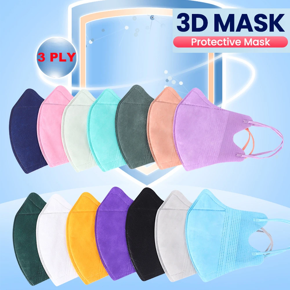 Одноразовая 3D маска 12 цветов Необычные маски каркасные 3 слоя защитная для женщин