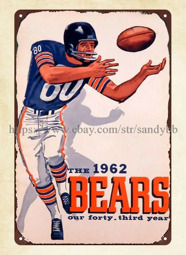 

football Chicago Bears 1962 43rd Forty Third Year Media Schedule metal tin sign
