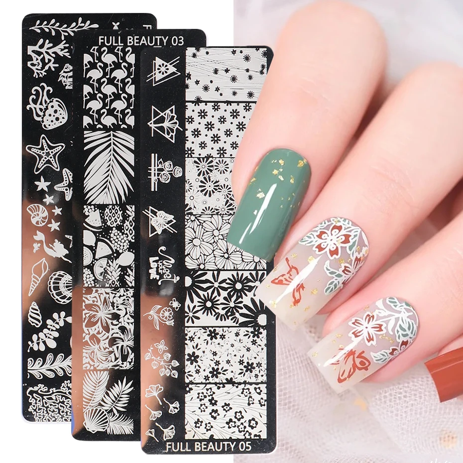 1 шт. пластины для стемпинга и нейл арта с цветочным узором в виде геометрических