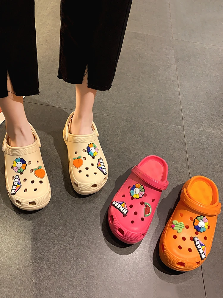 

Women's Shoes Slippers Summer Wear 2021 New Fashion Cute Thick-soled Non-slip Hole Shoes Summer Slipper