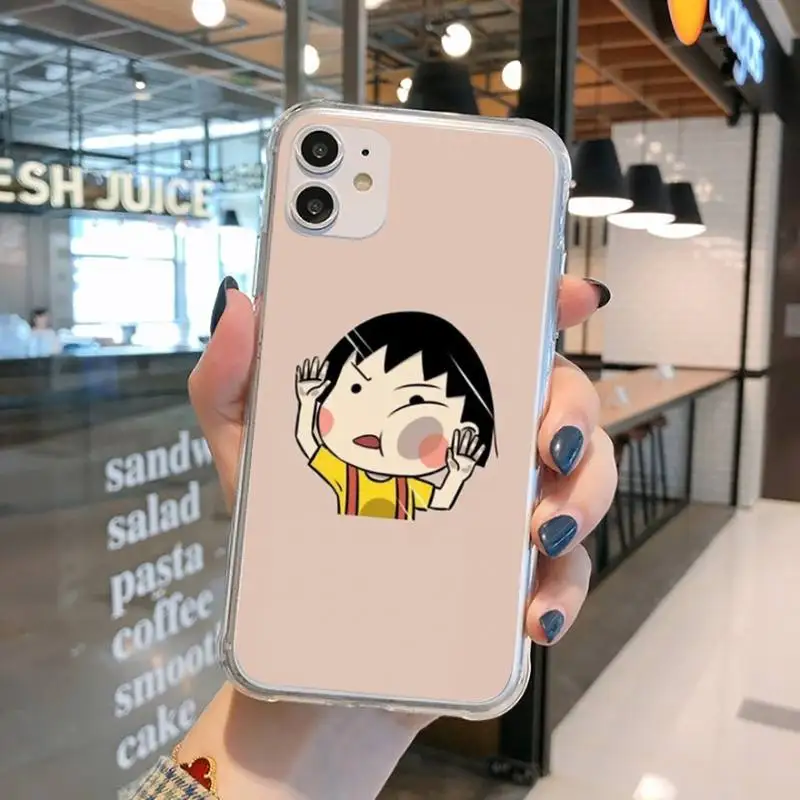 

Japanese cute Chibi Maruko-chan Phone Case Transparent for iPhone 11 12 mini pro XS MAX 8 7 6 6S Plus X 5S SE 2020 XR