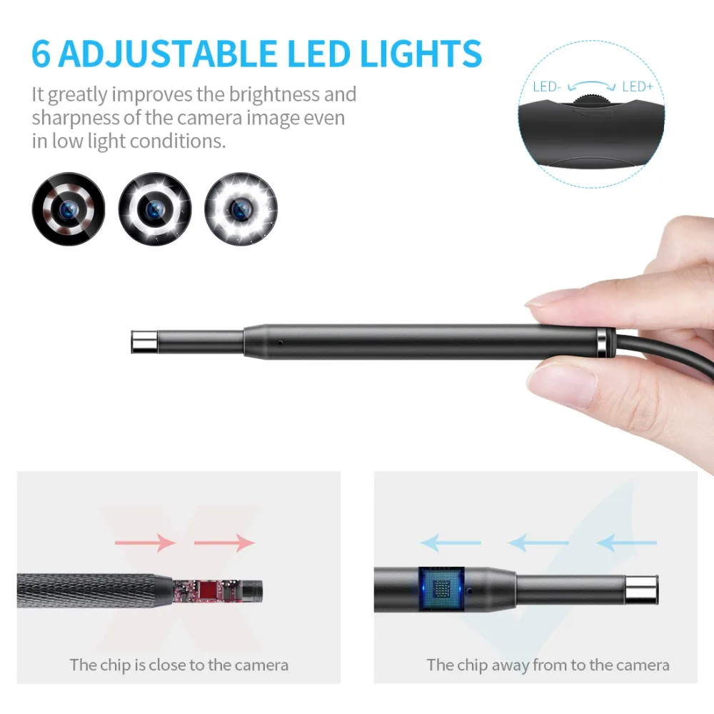 Мини ухо нос Otoscope медицинский WIFI эндоскоп камера 5 мм 2 м водонепроницаемый мягкий