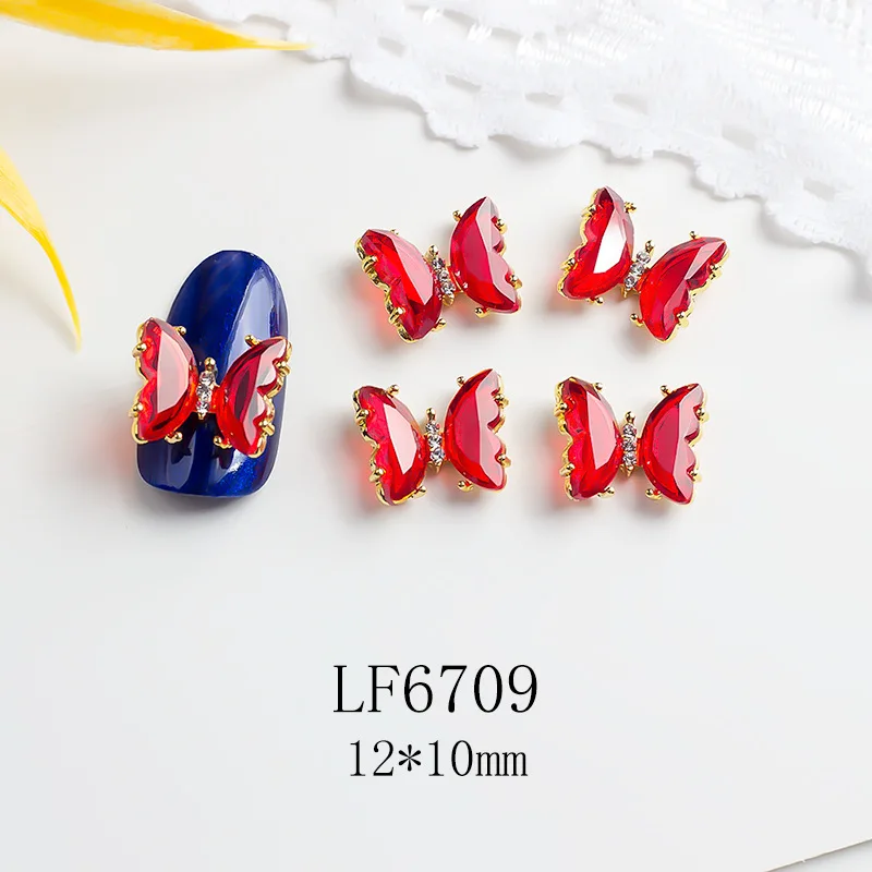 

5pcs/set Butterfly Zircon Nail Decoration Ins Wind Ice Transparent Aurora Metal Nails Three-dimensional Crystal Nail Decoration