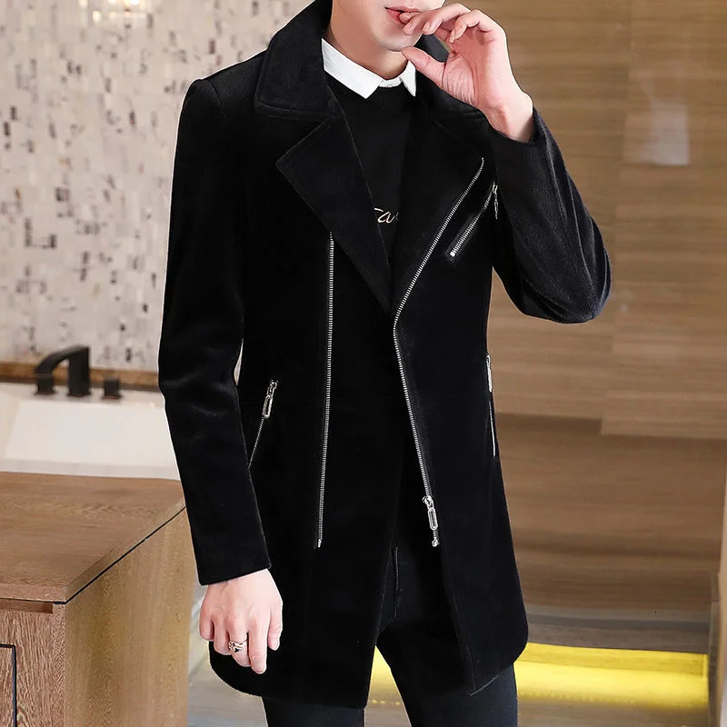 

Winter Wool Coat Black Jacket Cashmere Thicker Warm Woollen Lapel Men's Coat Overcoat Men Windbreaker Manteau Homme Hiver