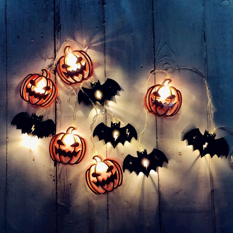

Halloween LED String Lights Pumpkin Leds Light Indoor Window Decors Battery Power Home Holiday Fairy Ghost Garland Curtain Luces
