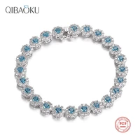 s925 sterling silver sea blue white zircon bracelets jewelry gemstone bracelet for women wedding bangles women accessories