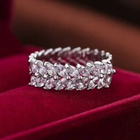 gu li hot sale classic luxury wheat shaped full circle white zironia crystal wedding ring for women jewelry hand accessories