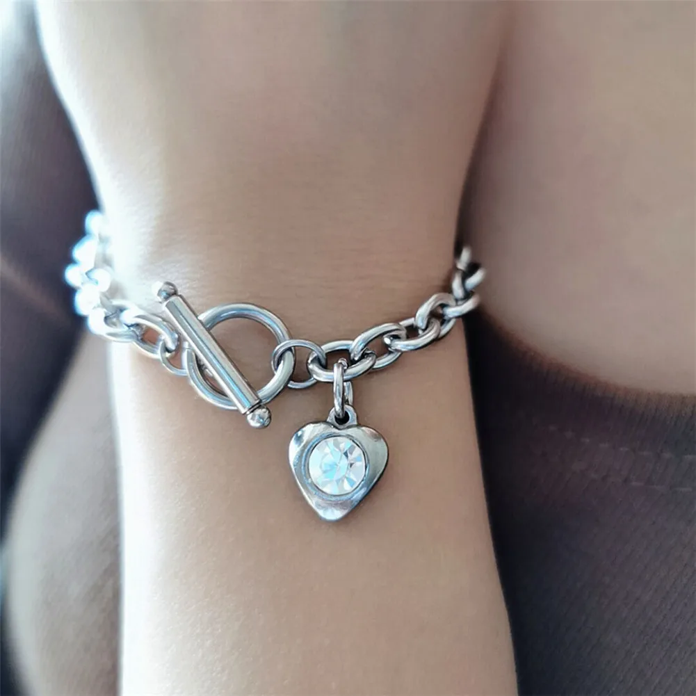 Женский браслет на День святого Валентина из нержавеющей стали с цепочкой и