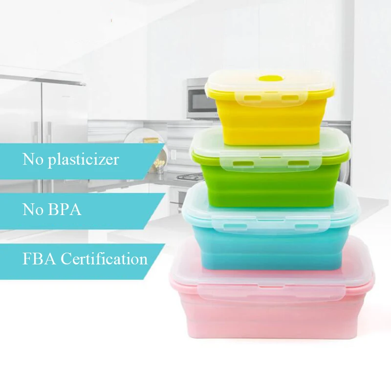 Silicone Collapsible Lunch Box Food Storage Containers Microwave Eco-Friendly Safe bento Folding Lunchbox lonchera | Дом и сад