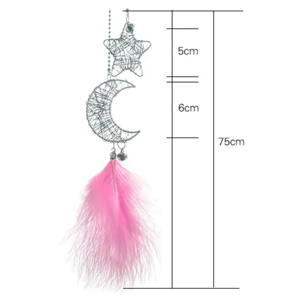 

Hollow Star Moon Feather Dream Catcher Exquisite Handmade Moon Car Pendant Bedroom Hanging Ornament Innovative Gift for Dormitor